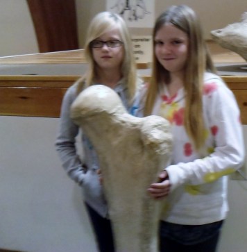 Rachel & Summer with a mammoth bone replica