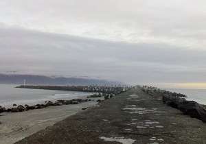 Looking down jetty at Crescent City